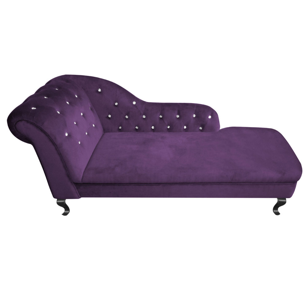 Regent Chaise Lounge In Purple Velour