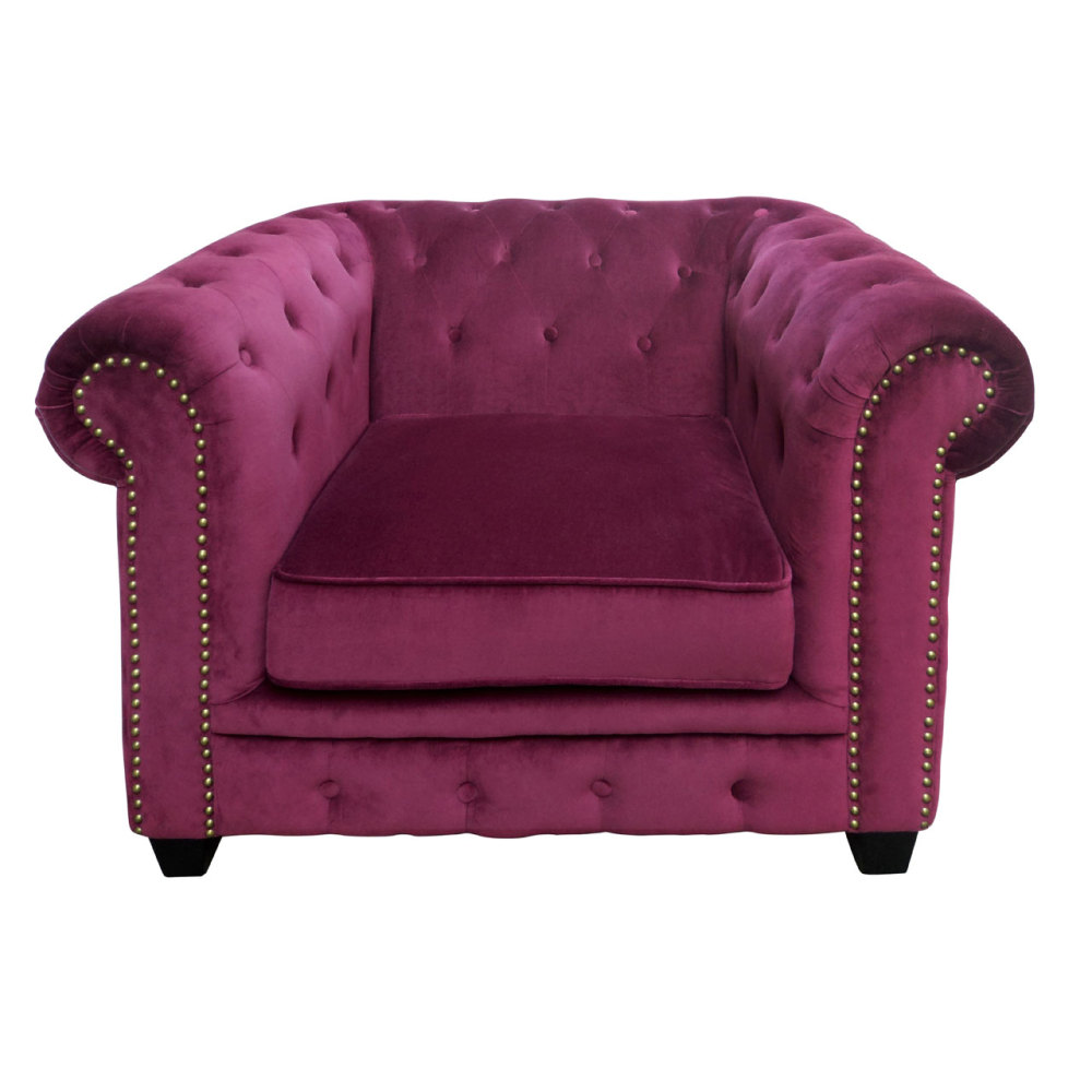 Armchair Chesterfield In Purple Velour