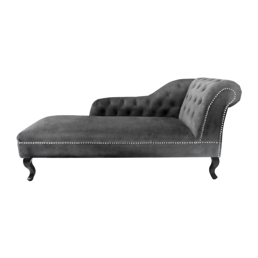 Chaise Lounge In Grey Velour