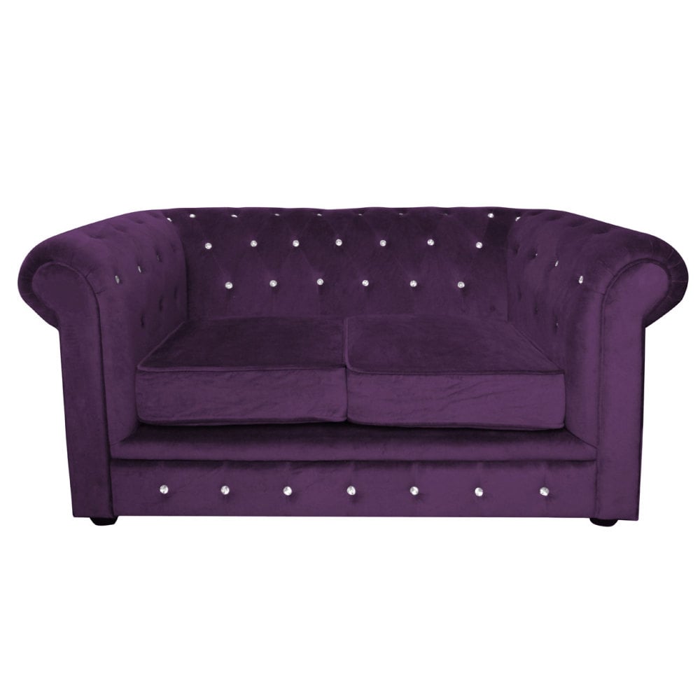 Regent 2 seater Chesterfield In Purple Velour