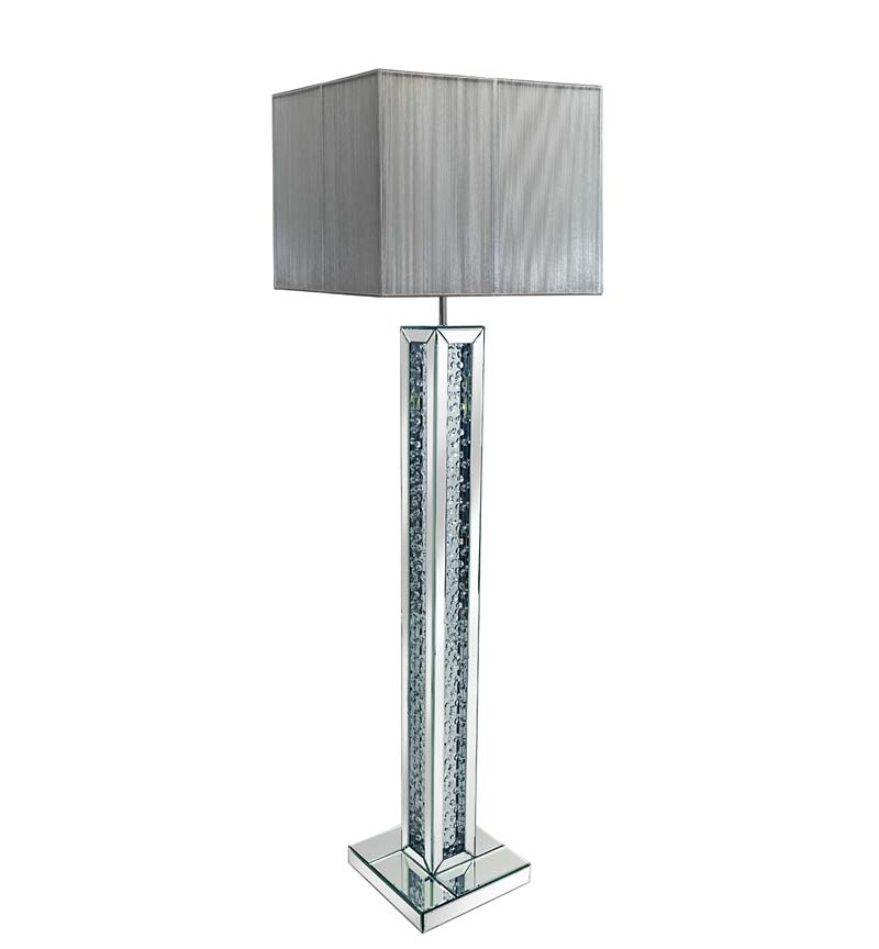 Floating Crystals Mirrored Tall Lamp 30.5cm x 142cm