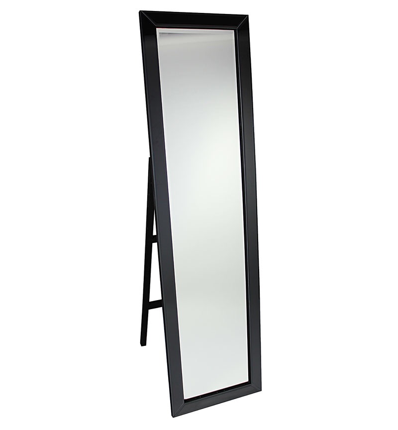 Mitred Edge Black Bevelled Cheval Mirror 150cm x 40cm