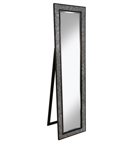 Mosaic Black / SIlver Bevelled Cheval Mirror 170cm x 45cm