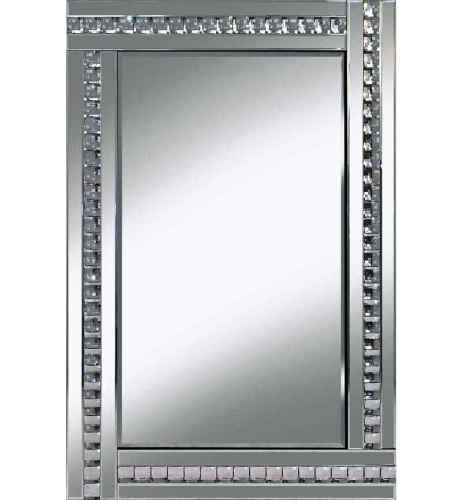 Frameless Bevelled Crystal Border Silver Mirror 80cm x 60cm