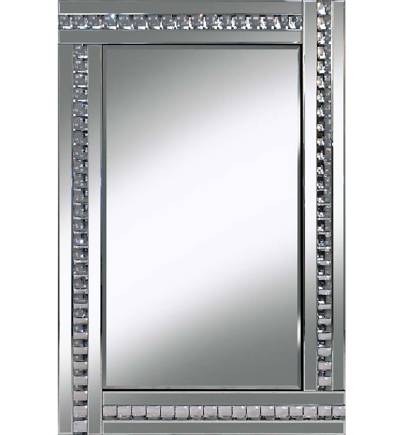 Frameless Bevelled Crystal Border Silver Mirror 120cm x 80cm