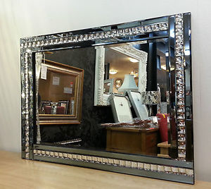 Frameless Bevelled Crystal Border Smoked Grey Mirror 80cm x 60cm