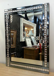Frameless Bevelled Crystal Border Smoked Grey Mirror 120cm x 80cm
