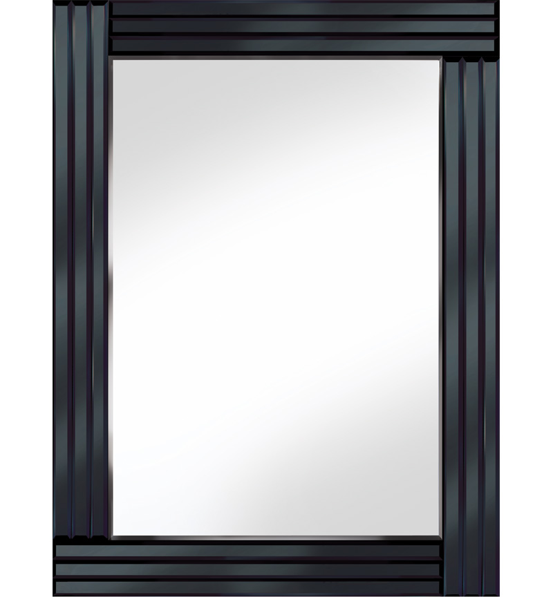 Frameless Bevelled Triple Band Black Mirror 80cm x 60cm