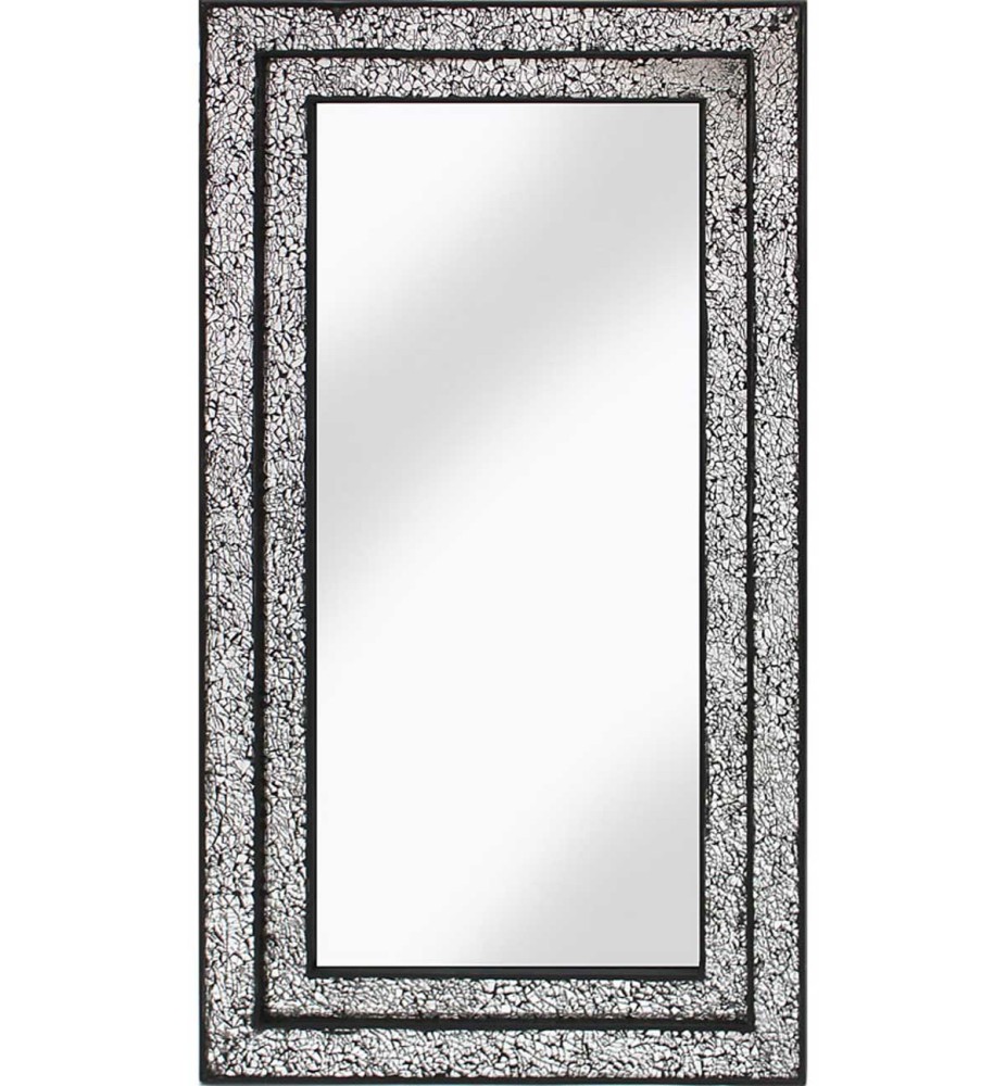 Rectangular Crushed glass Mosaic Sparkle Bevelled Double Band Mirror in Silver / Black