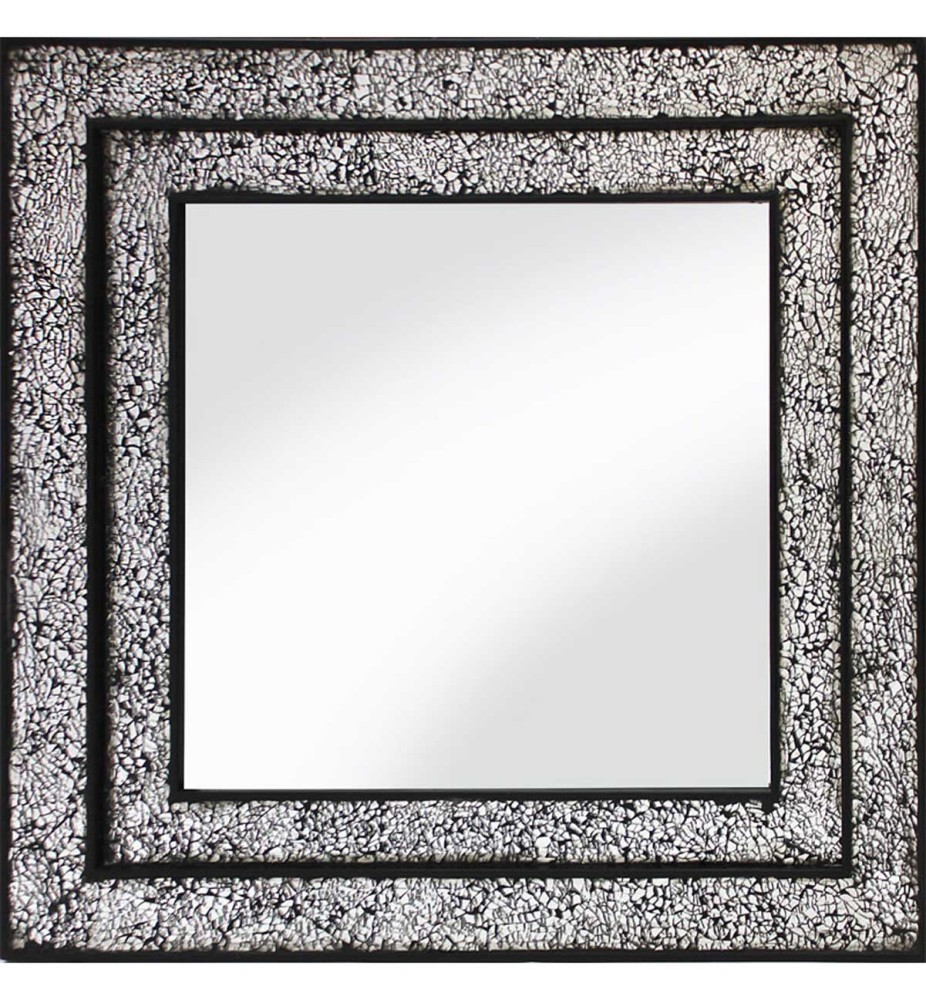 Rectangular Crushed glass Mosaic Sparkle Bevelled Double Band Mirror in Silver / Black