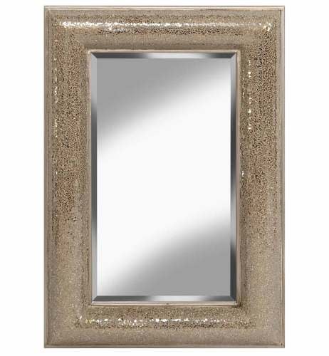 Rectangular Crushed glass Mosaic Sparkle Bevelled Double Band Mirror in Cha