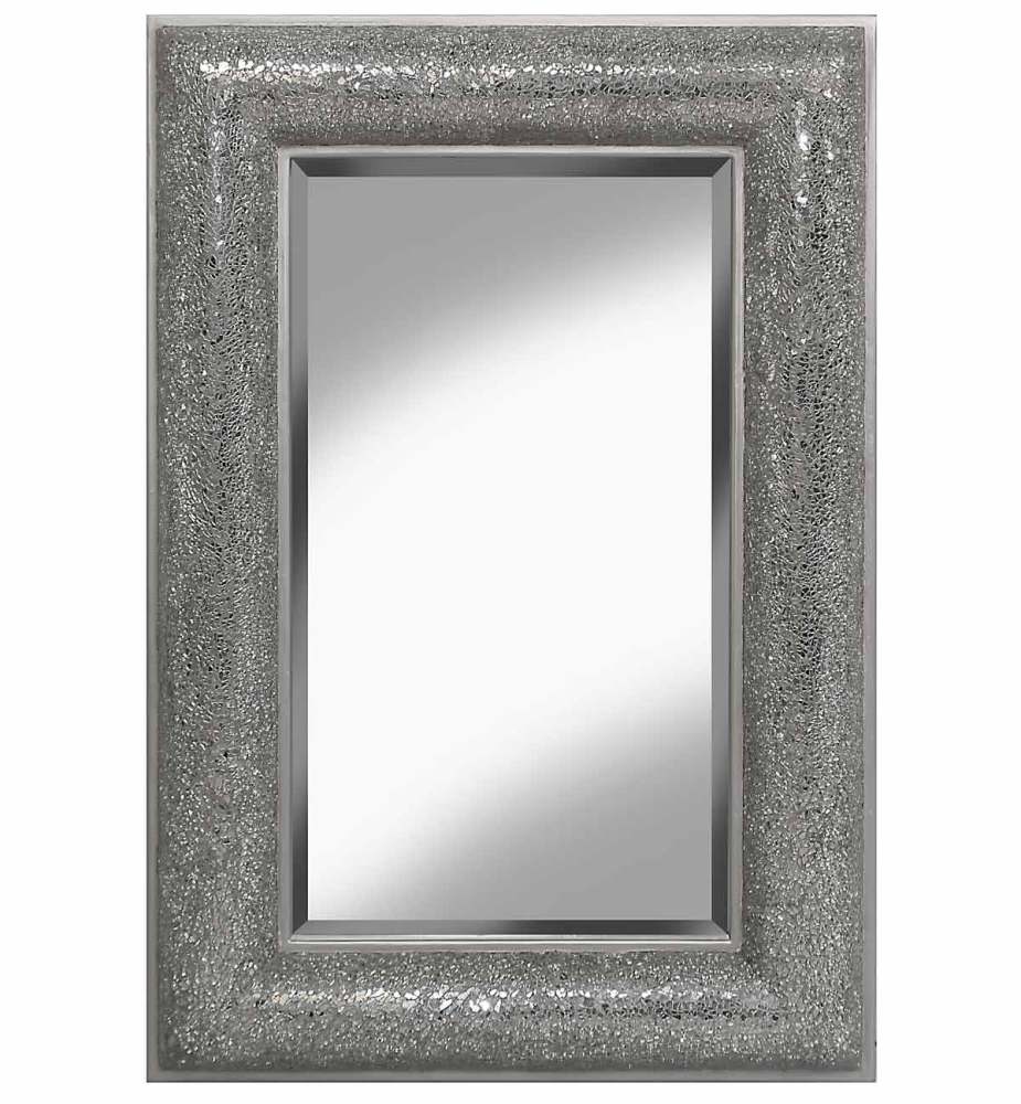 Rectangular Crushed glass Mosaic Sparkle Bevelled Mirror in Silver