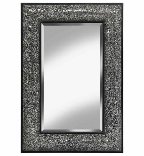 Rectangular Crushed glass Mosaic Sparkle Bevelled Mirror in Silver / Black