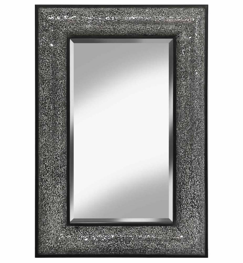 Rectangular Crushed glass Mosaic Sparkle Bevelled Mirror in Silver / Black
