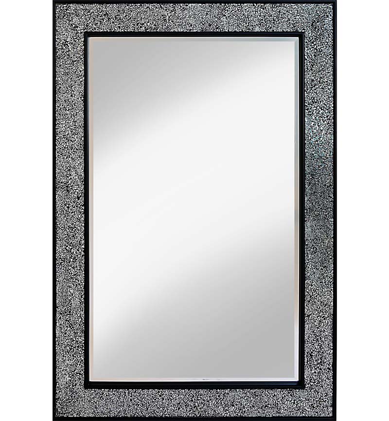 Flat Bar Crushed glass Mosaic Sparkle Bevelled Mirror in Silver / Black 3 sizes