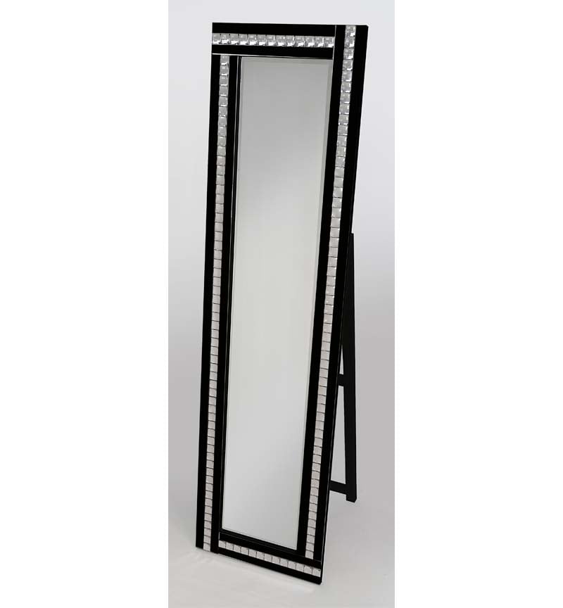 Crystal Mosaic Smoked Grey Bevelled Cheval Mirror 150cm x 40cm