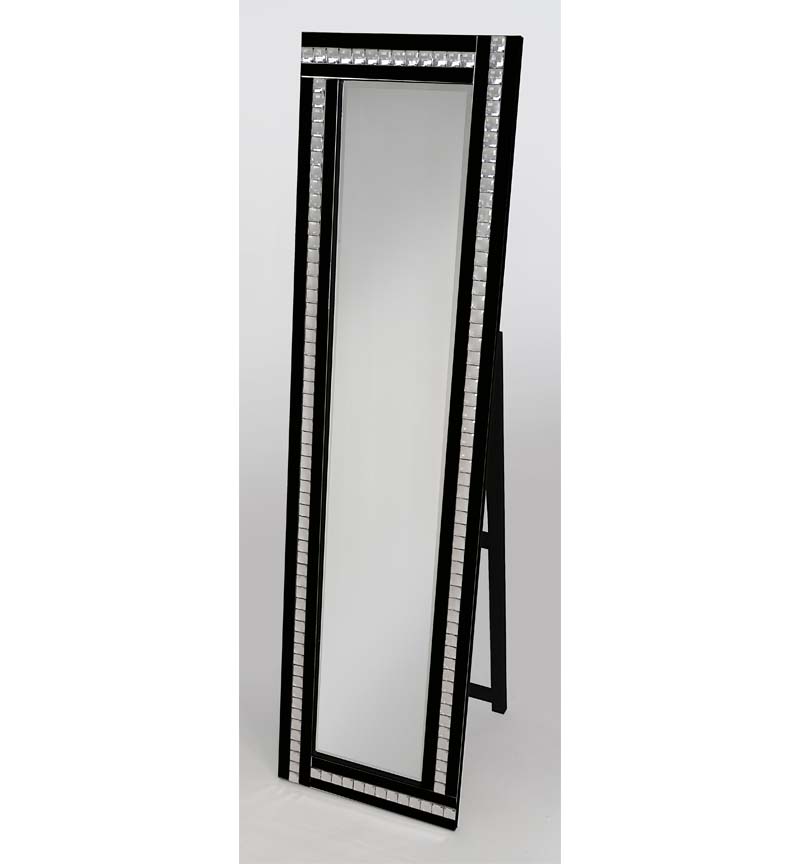 Crystal Mosaic Smoked Silver & Black Bevelled Cheval Mirror 150cm x 40cm