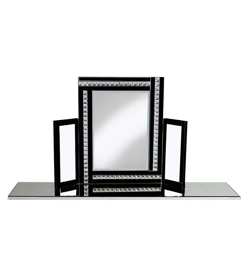 Jewel Tri Fold Mirror in Black 78cm x 54cm