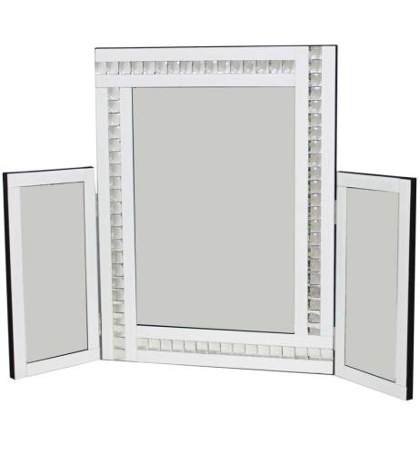 Jewel Tri Fold Mirror in White 78cm x 54cm