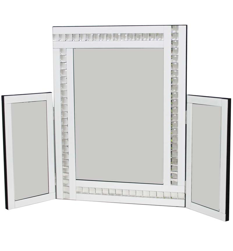 Jewel Tri Fold Mirror in White 78cm x 54cm