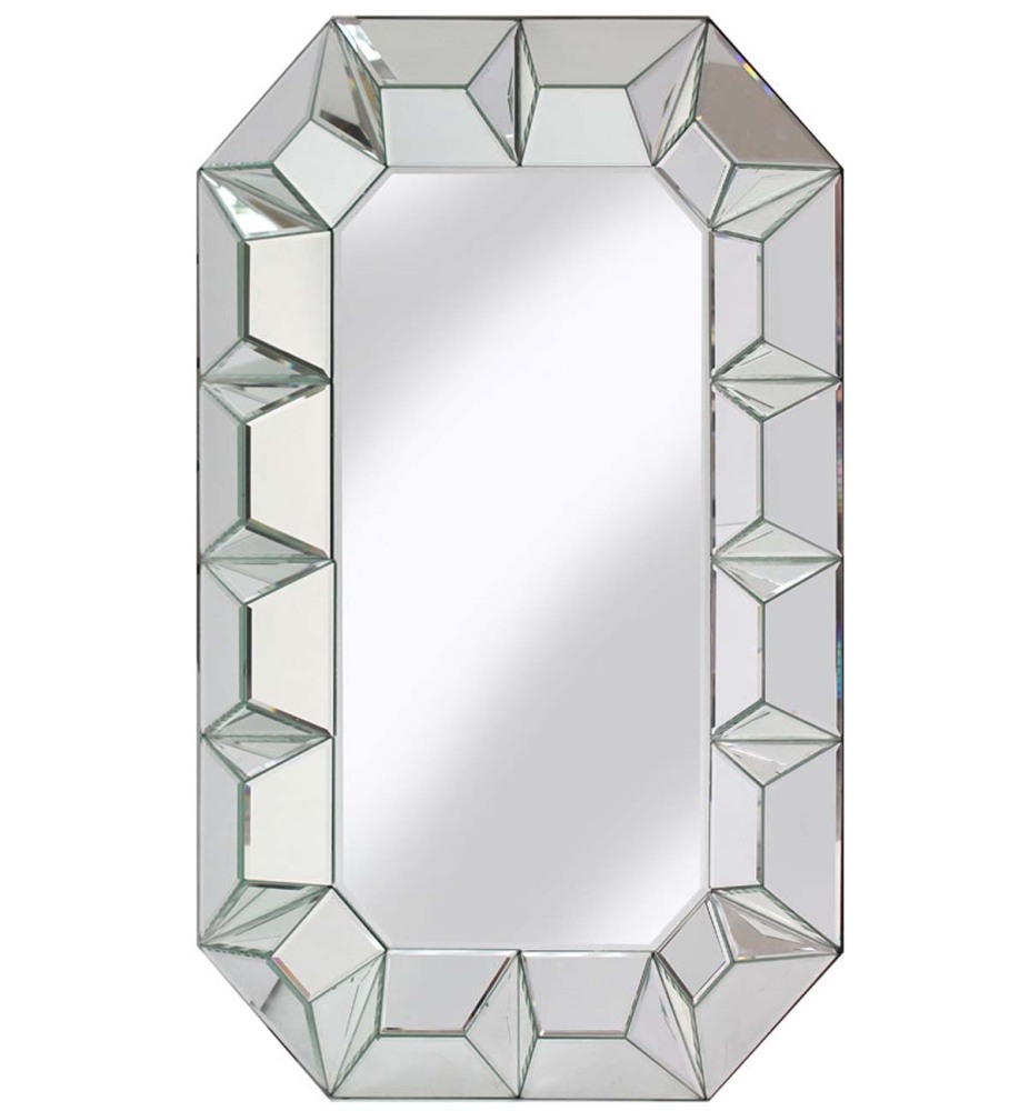 Multi Facet Silver Bevelled Mirror 90cm x 60cm