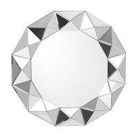 Multi faceted Round bevelled Mirror 80cm dia