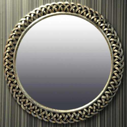 Ribbon Framed Decorative Round Mirror In Brushed Silver 122cm By Round Mirror In Brushed Silver 122cm