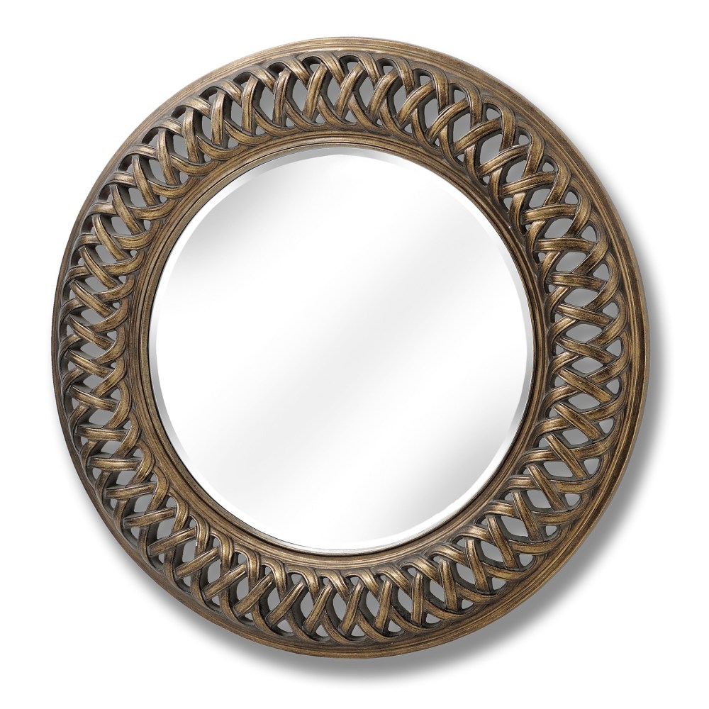 Ribbon Framed Decorative Round Mirror in gold 122cm by ...
