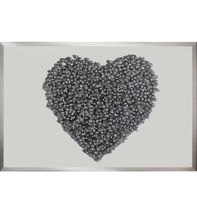 Love Heart Silver Clusters on Silver Bevelled Mirror 2 sizes
