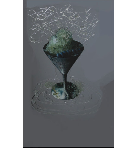 Abstract Wine Glass Design Crystal Sparkle Smoked Grey Wall Mirror 100cm x