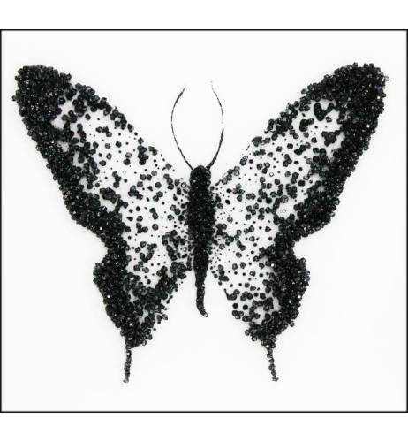 Abstract Butterfly Black Silver Mirrored Wall Art 3 Sizes