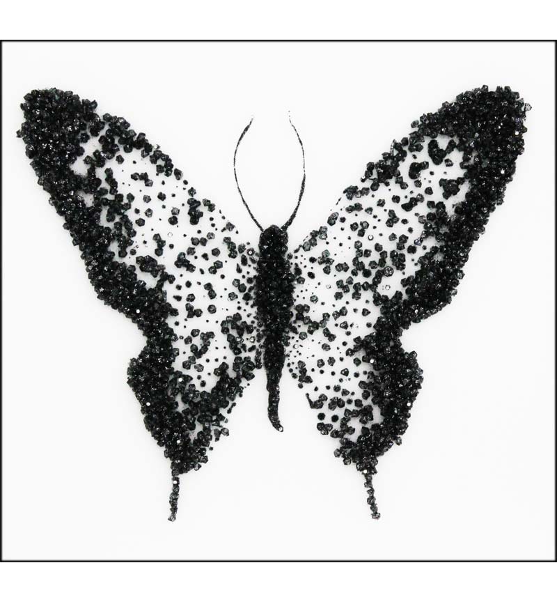 Abstract Butterfly Black - Silver Mirrored Wall Art 3 sizes
