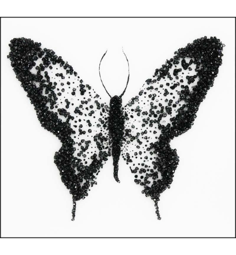 Abstract Butterfly Black - Silver Mirrored Wall Art 75cm x 75cm