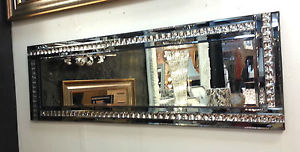 Frameless Bevelled Crystal Border Smoked Grey Mirror 120cm x 40cm