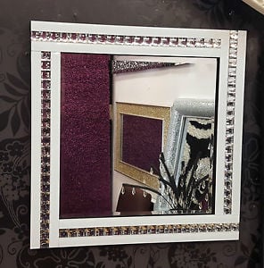 Frameless Bevelled Crystal Border White & Silver Mirror 60cm x 60cm