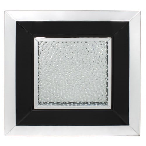 Floating Crystals Silver & Black Mirror Art 90cm x 90cm