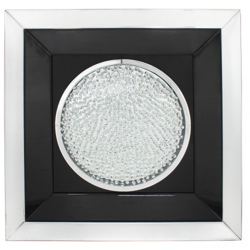 Floating Crystals Black & Silver Mirrored Art Round 90cm x 90cm