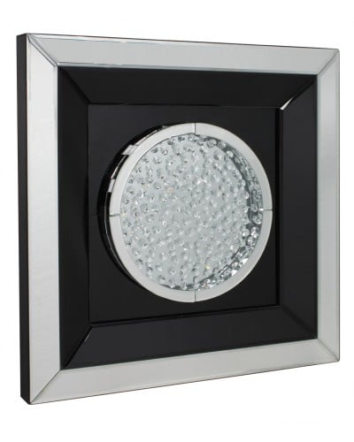 Floating Crystals Black & Silver Mirrored Art Round 60cm x 60cm