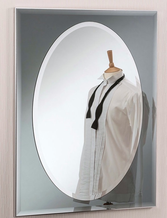 UK hand made - Smoked Grey Oval Centre Bevelled MIrror 40