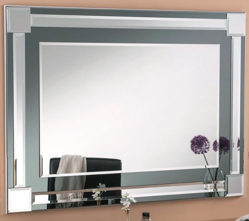 UK hand made - Smoked Grey & Silver Bevelled MIrror 46