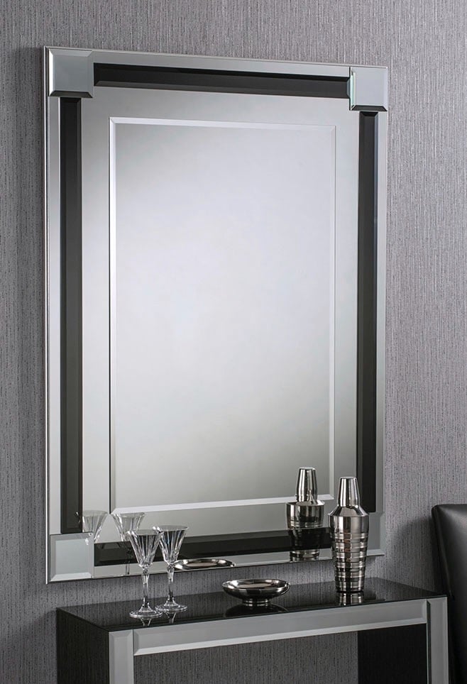 UK hand made - Black & Silver Bevelled MIrror 46" x 33"  Large