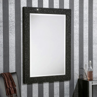 Sparkle Glitter Frame Bevelled Mirror in Black - 4 sizes available
