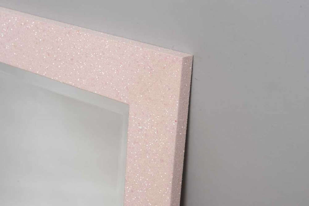 Sparkle Glitter Frame Bevelled Mirror in Pink - 4 sizes available
