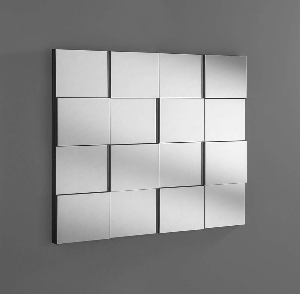 Multi Faceted Blocks Silver Bevelled MIrror 40