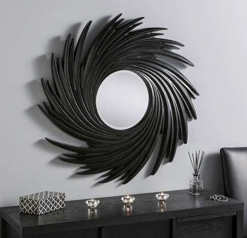 Swirl Round Black Framed Mirror 38 Dia Espri Round Spires Black Framed Mirror