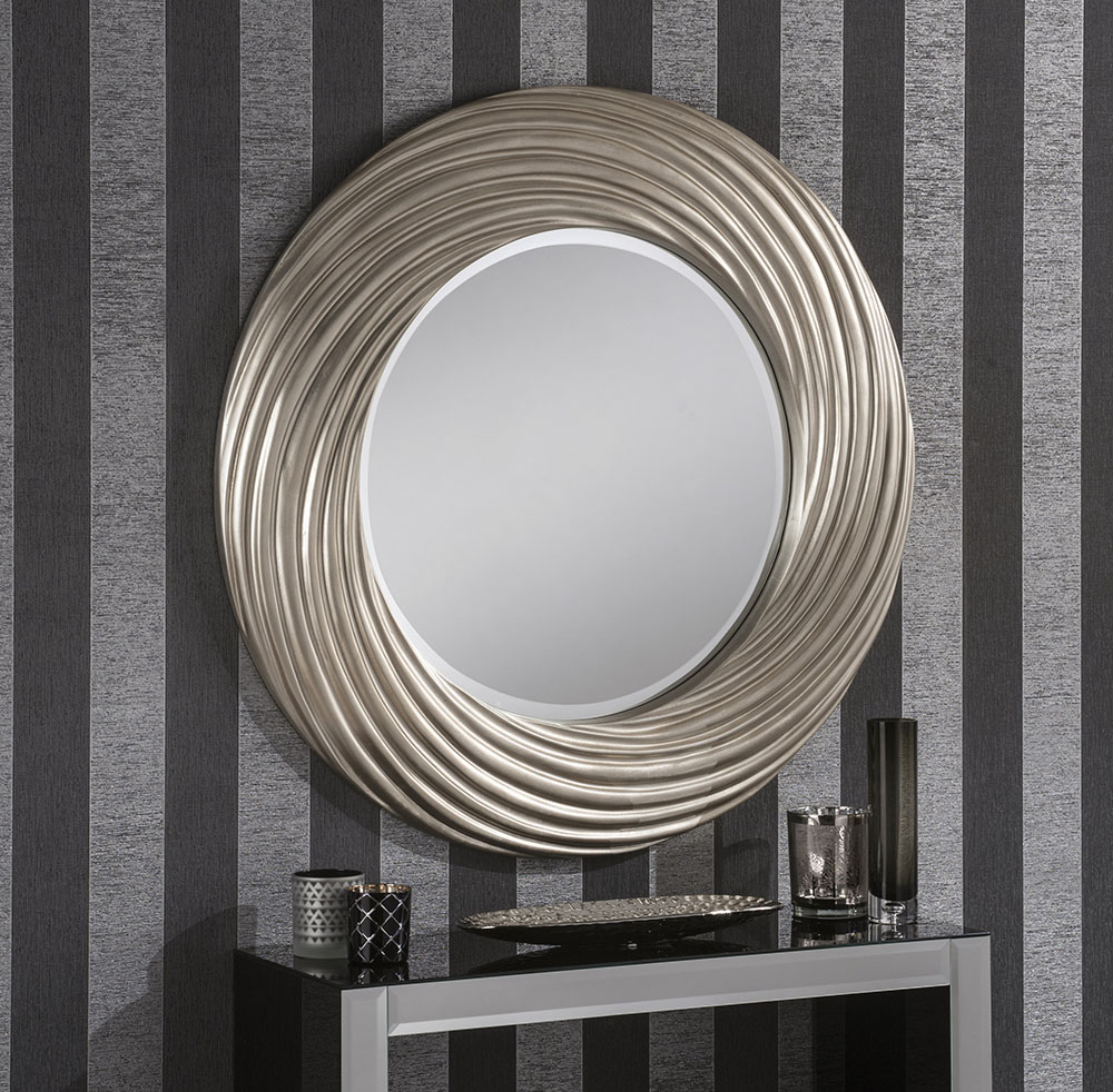 Elisa Round Silver Framed Mirror 36