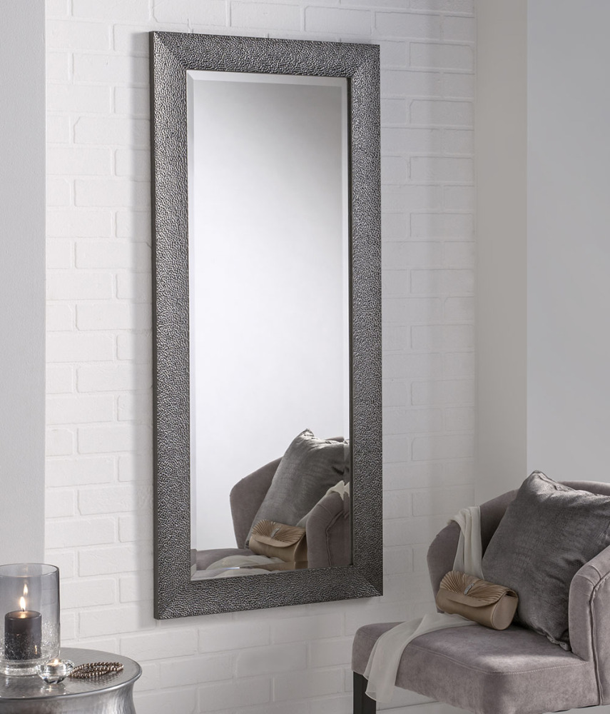 Textured Grey Designer Framed Mirror - various sizes available - Biritsh Made item