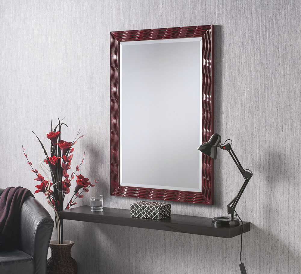 Elvia Red Gloss Framed Mirror 41" x 29"