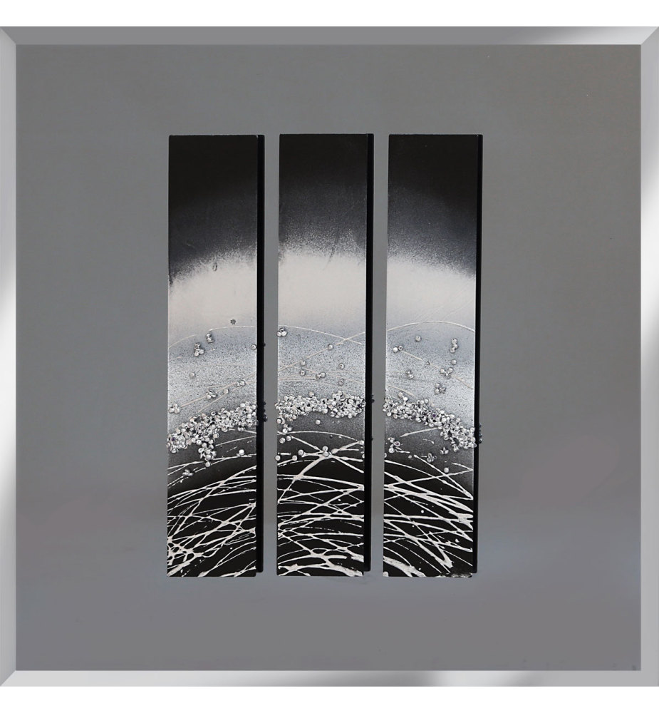 Abstract Triptych Smoked Grey Mirrored Wall Art 75cm x 75cm