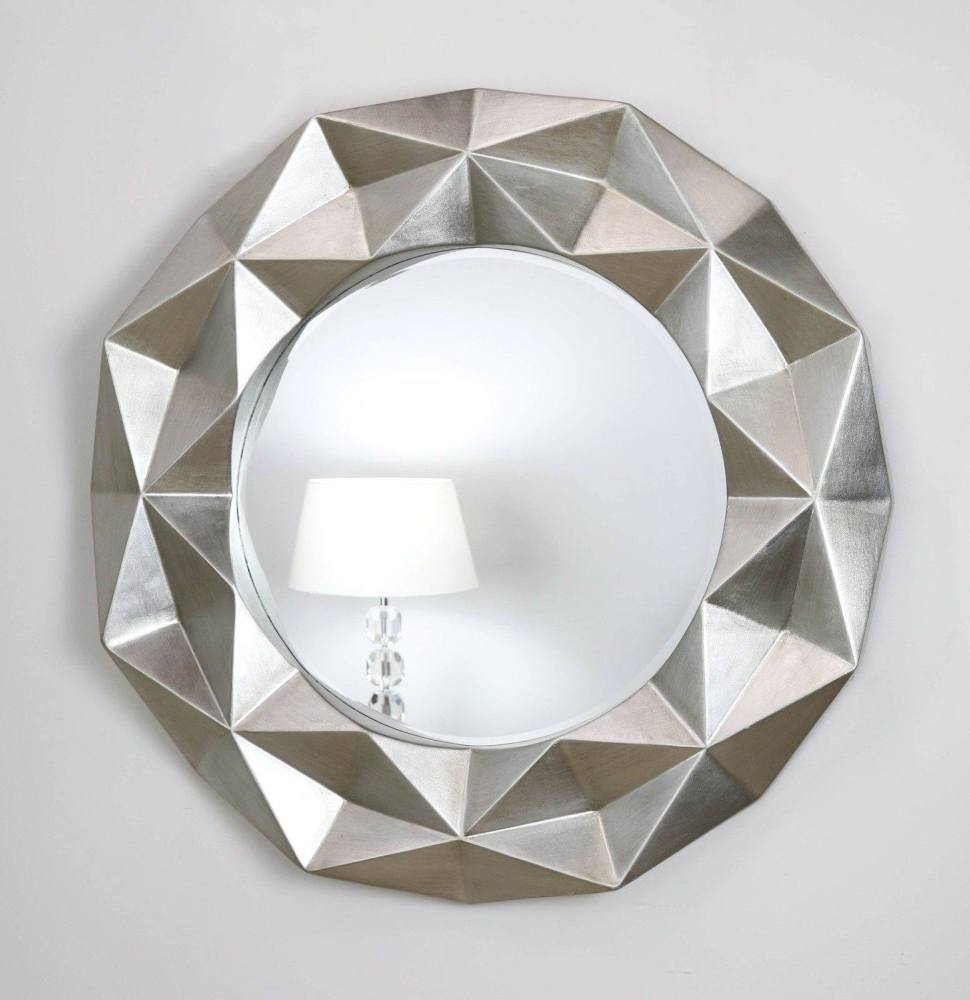 Chelsea Faceted Framed Mirror in Gloss Silver